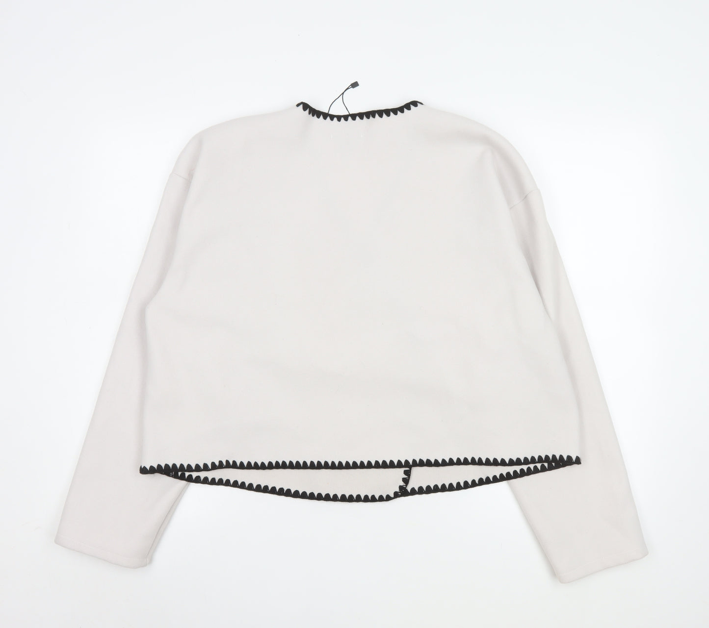 Boohoo Women Beige Cropped Suit Jacket UK 16 Polyester Long Sleeve