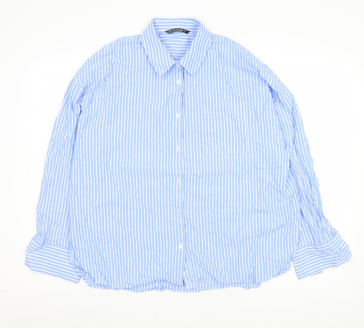 Dunnes Stores Men's Blue Striped Cotton Long Sleeve Button-Up Shirt L