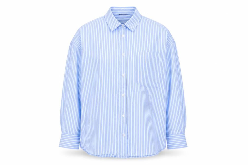 Dunnes Stores Men's Blue Striped Cotton Long Sleeve Button-Up Shirt L