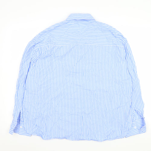 Dunnes Stores Men's Blue Striped Cotton Long Sleeve Button-Up Shirt L