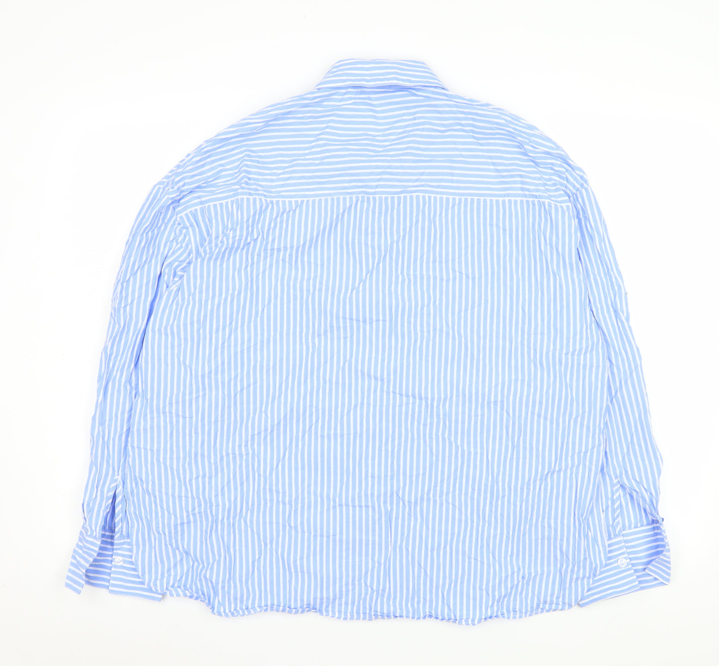 Dunnes Stores Men's Blue Striped Cotton Long Sleeve Button-Up Shirt L