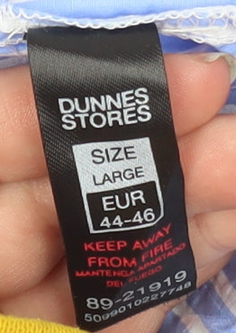Dunnes Stores Men's Blue Striped Cotton Long Sleeve Button-Up Shirt L