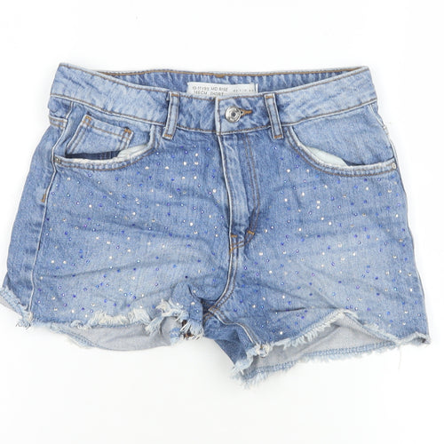 Denim Co. Teens Blue Rhinestone Cut-Off Denim Shorts Size 11 Slim