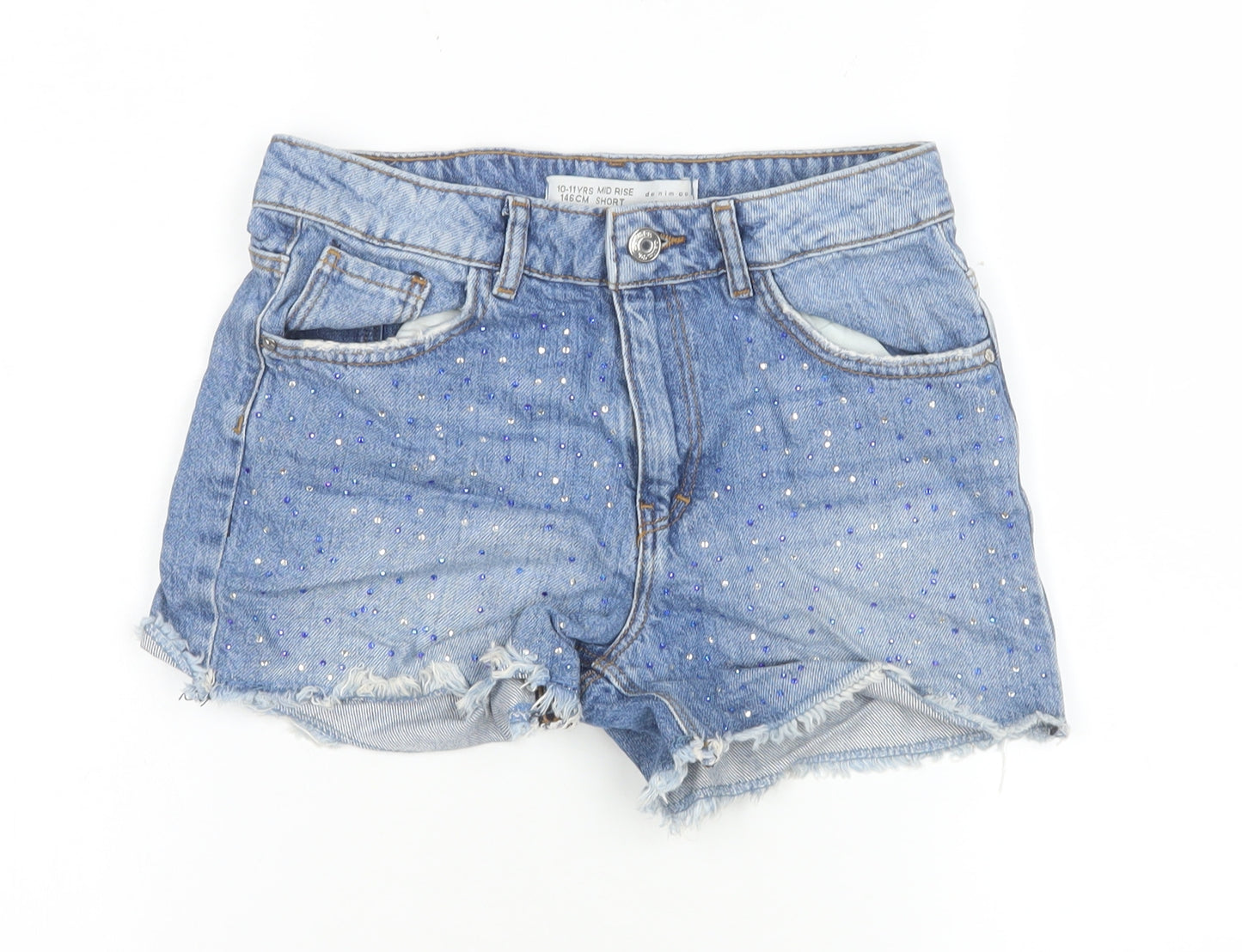 Denim Co. Teens Blue Rhinestone Cut-Off Denim Shorts Size 11 Slim