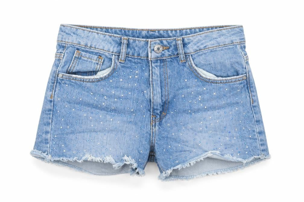 Denim Co. Teens Blue Rhinestone Cut-Off Denim Shorts Size 11 Slim