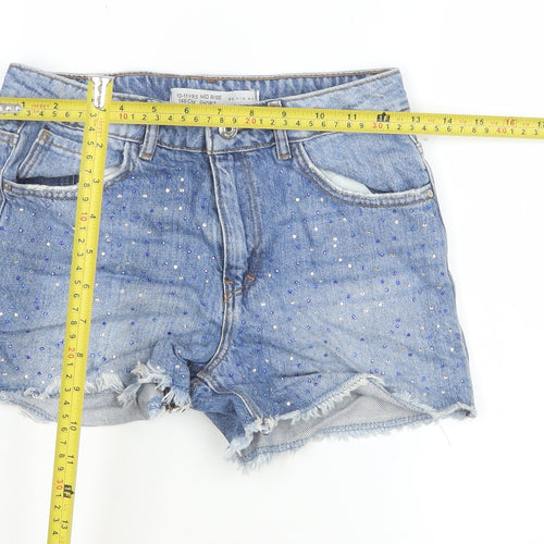 Denim Co. Teens Blue Rhinestone Cut-Off Denim Shorts Size 11 Slim