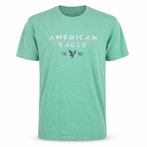 American Eagle Men's Green Graphic Crew Neck Cotton T-Shirt Size M