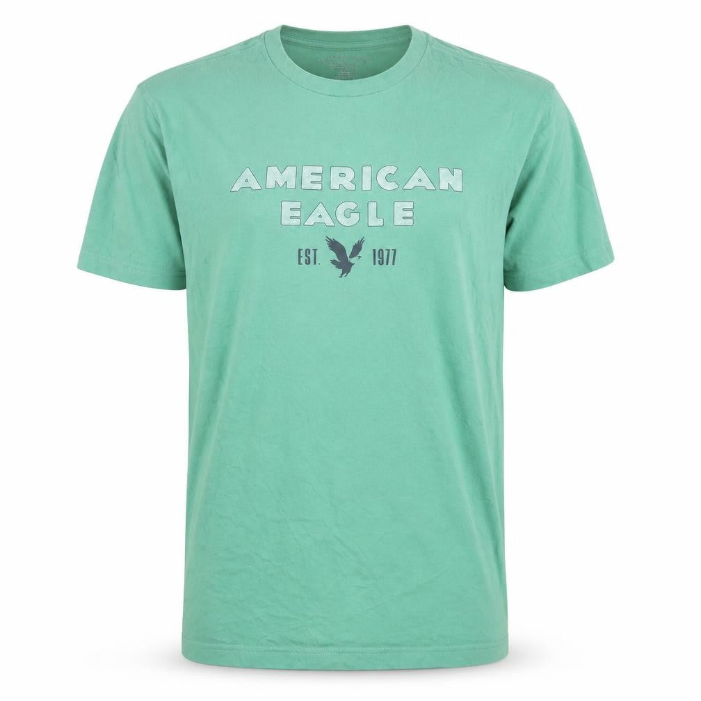 American Eagle Men's Green Graphic Crew Neck Cotton T-Shirt Size M