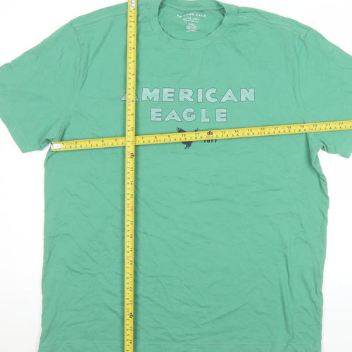 American Eagle Men's Green Graphic Crew Neck Cotton T-Shirt Size M