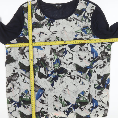 Warehouse Womens Multicoloured Floral Long Sleeve Blouse Size L