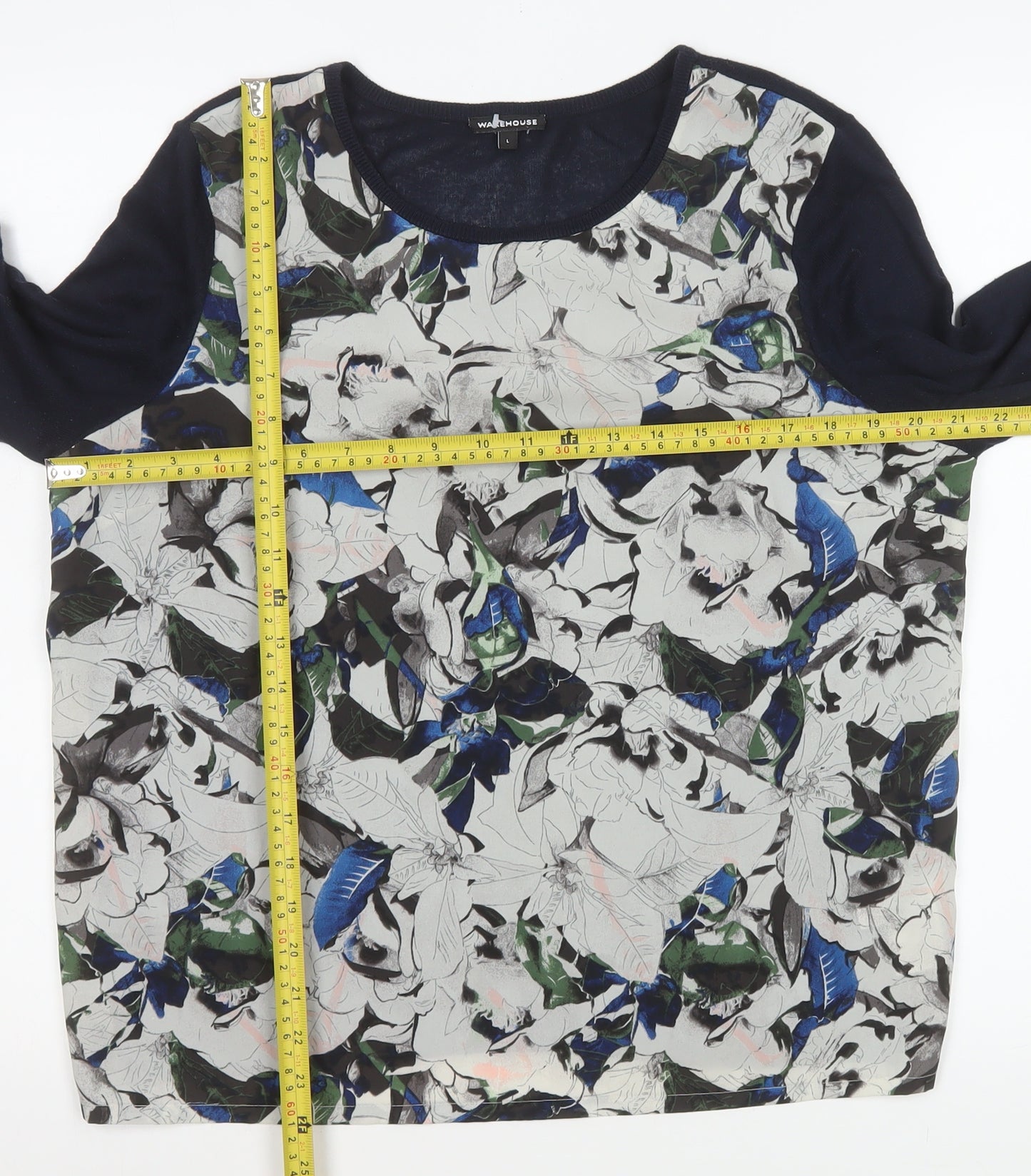 Warehouse Womens Multicoloured Floral Long Sleeve Blouse Size L