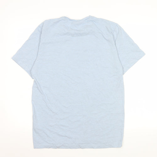Diesel Men's Blue Cotton Logo T-Shirt Medium Crew Neck