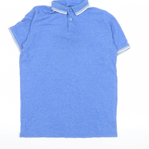 Primark Men's Blue Cotton Blend Short Sleeve Polo Shirt Size S