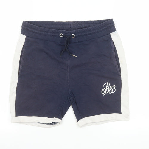 Bee Inspired Men's Blue Sweat Shorts Size S Casual Logo Embroidered