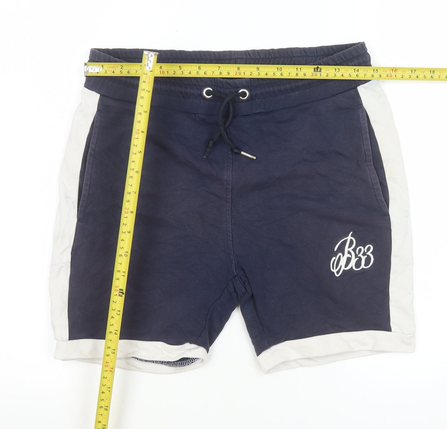 Bee Inspired Men's Blue Sweat Shorts Size S Casual Logo Embroidered