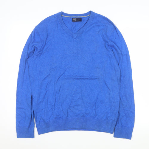 GAP Men’s Blue Cotton V-Neck Pullover Knit Sweatshirt Size M