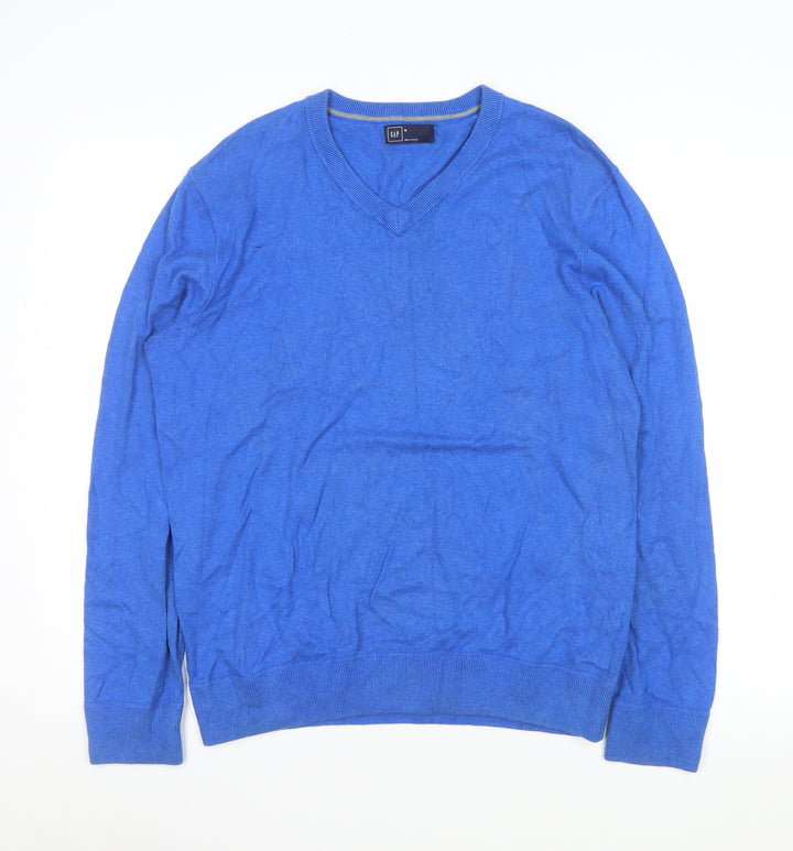 GAP Men’s Blue Cotton V-Neck Pullover Knit Sweatshirt Size M