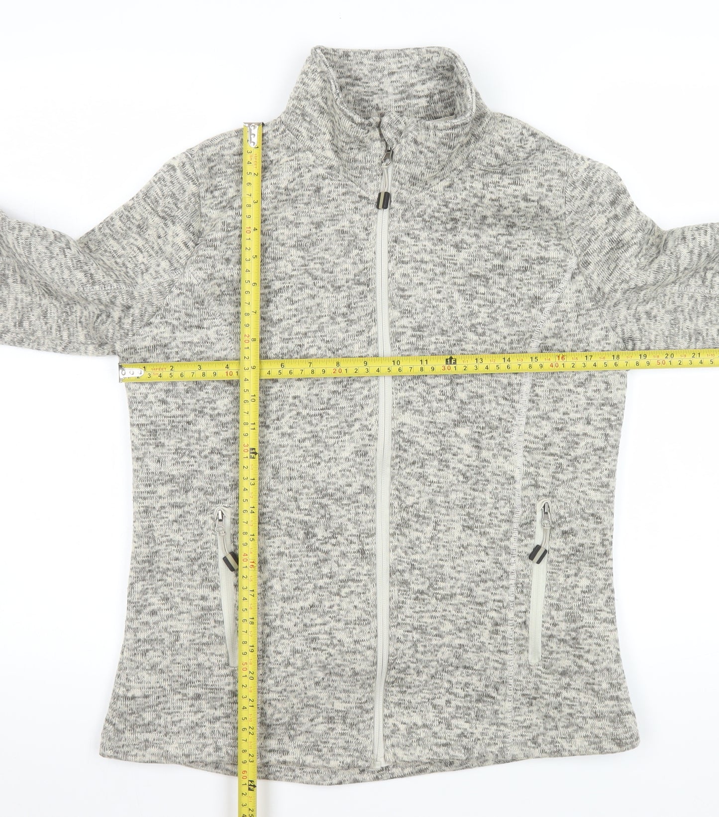 Crane Women’s Grey Full Zip Fleece Jacket Size 12 Lined Lightweight