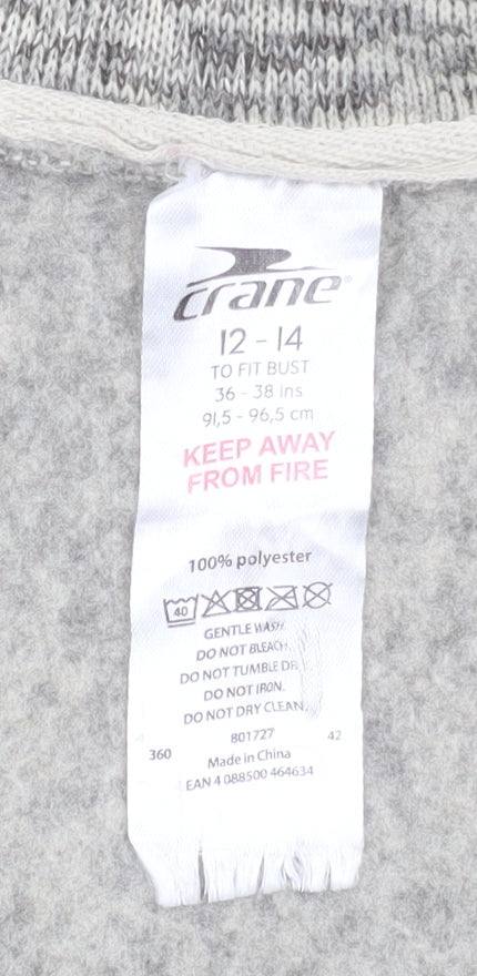 Crane Women’s Grey Full Zip Fleece Jacket Size 12 Lined Lightweight