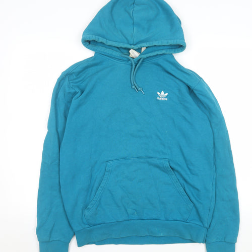 Adidas Men Blue Pullover Hoodie Medium Regular Fit Sportswear