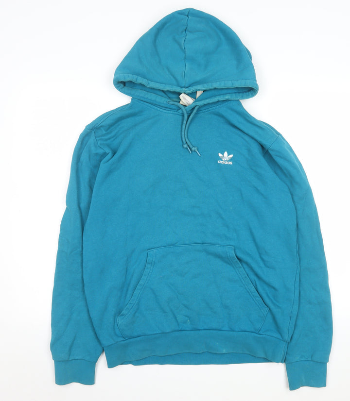 Adidas Men Blue Pullover Hoodie Medium Regular Fit Sportswear
