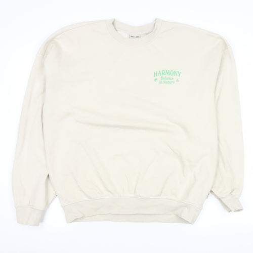 ONLY & SONS Men's Beige Graphic Sweatshirt M Fleece Crew Neck