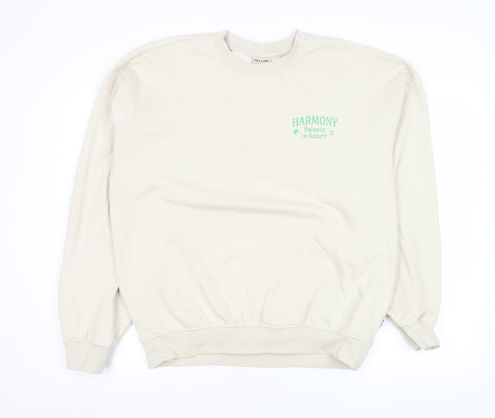 ONLY & SONS Men's Beige Graphic Sweatshirt M Fleece Crew Neck
