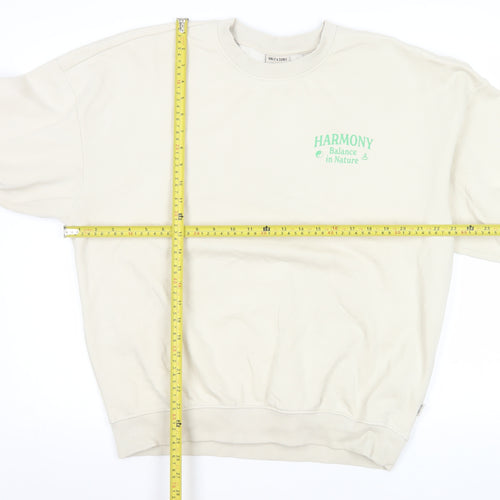 ONLY & SONS Men's Beige Graphic Sweatshirt M Fleece Crew Neck
