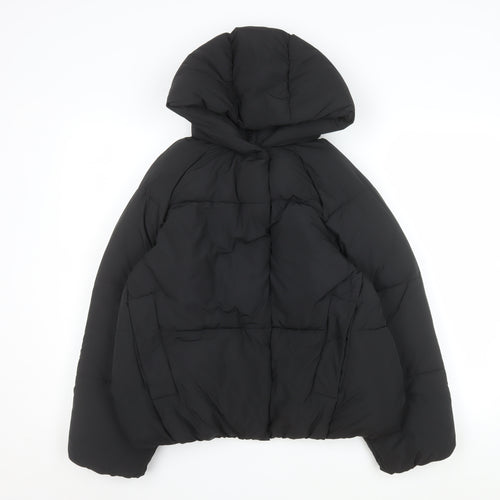 Zara Teens Black Short Puffer Jacket Hooded Size 14
