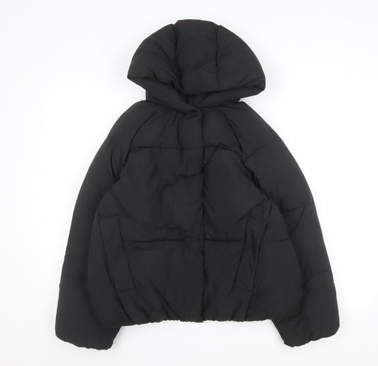 Zara Teens Black Short Puffer Jacket Hooded Size 14