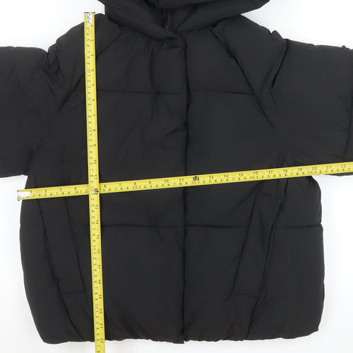 Zara Teens Black Short Puffer Jacket Hooded Size 14