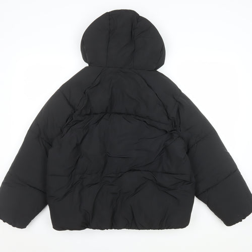 Zara Teens Black Short Puffer Jacket Hooded Size 14