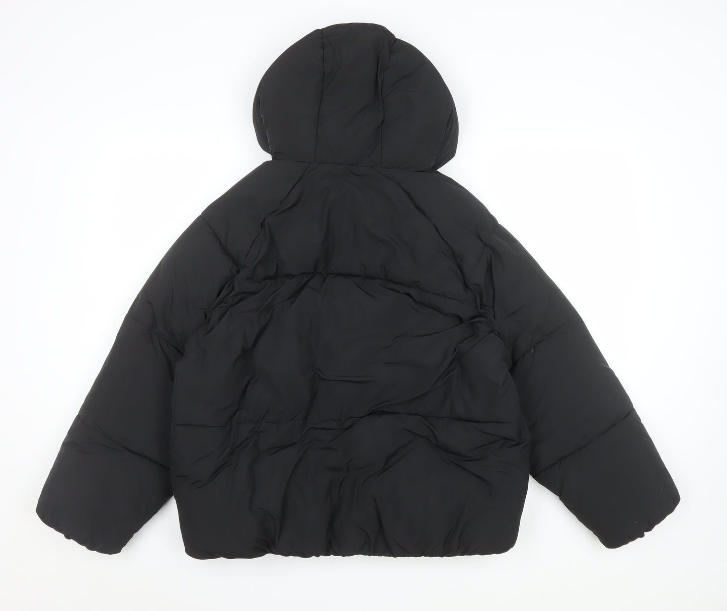 Zara Teens Black Short Puffer Jacket Hooded Size 14