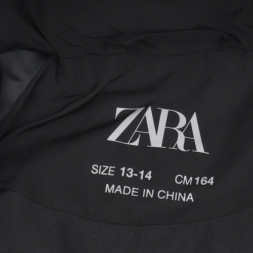 Zara Teens Black Short Puffer Jacket Hooded Size 14