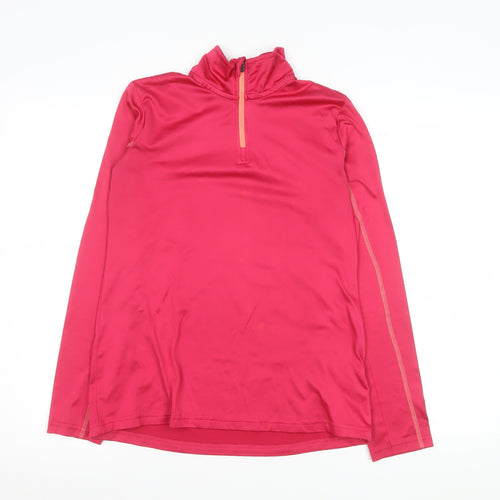 Crivit Girls Pink 12-14 Years Athletic 1/4 Zip Long Sleeve Sports Sweatshirt