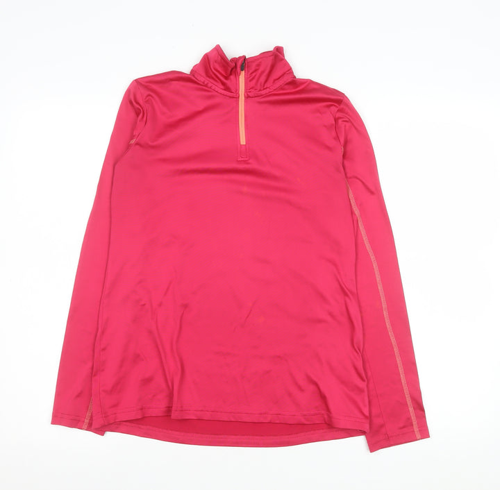 Crivit Girls Pink 12-14 Years Athletic 1/4 Zip Long Sleeve Sports Sweatshirt