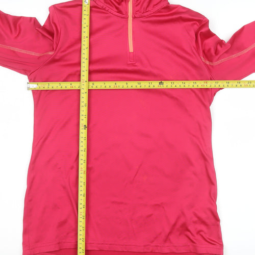 Crivit Girls Pink 12-14 Years Athletic 1/4 Zip Long Sleeve Sports Sweatshirt