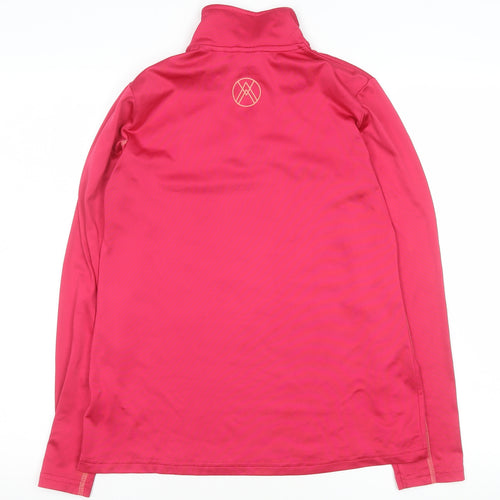 Crivit Girls Pink 12-14 Years Athletic 1/4 Zip Long Sleeve Sports Sweatshirt