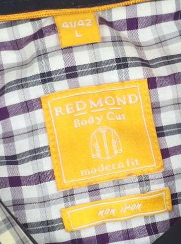 Redmond Men's Multicoloured Check Long Sleeve Non-Iron Cotton Shirt L