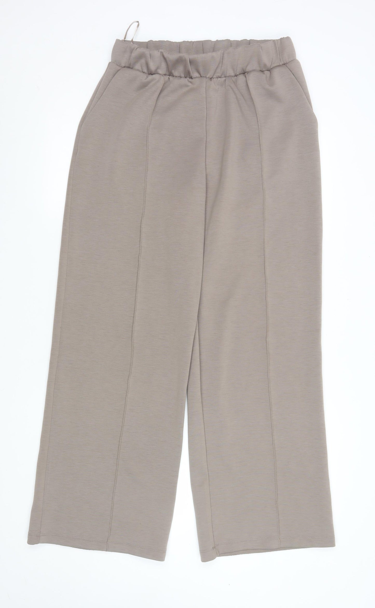 Dunnes Stores Womens Beige Cropped Wide-Leg Trousers Size M