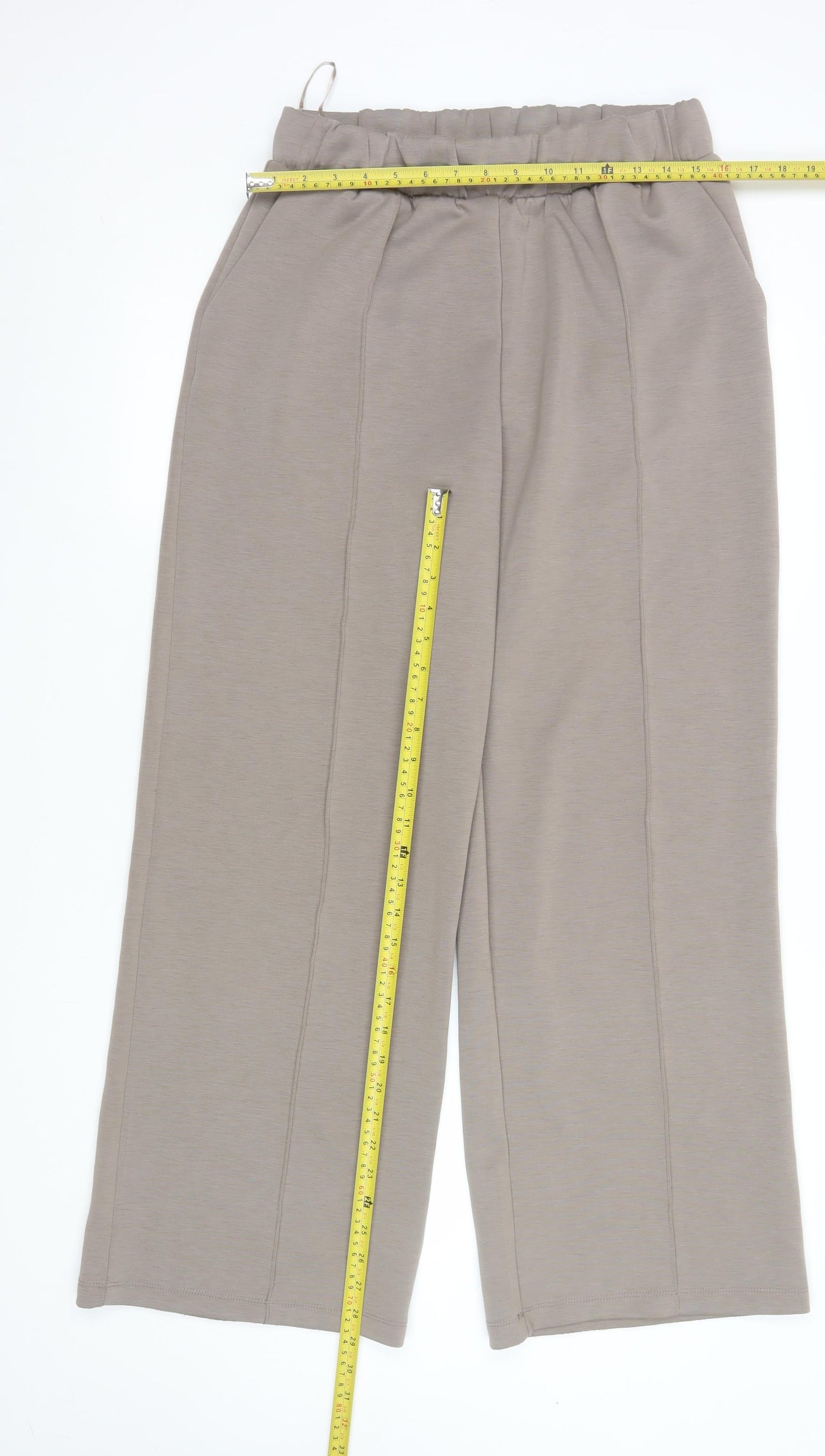 Dunnes Stores Womens Beige Cropped Wide-Leg Trousers Size M