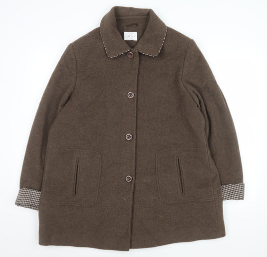 Eastex Women's Brown Wool Cashmere Blend Mid-Length Button Overcoat Size 16