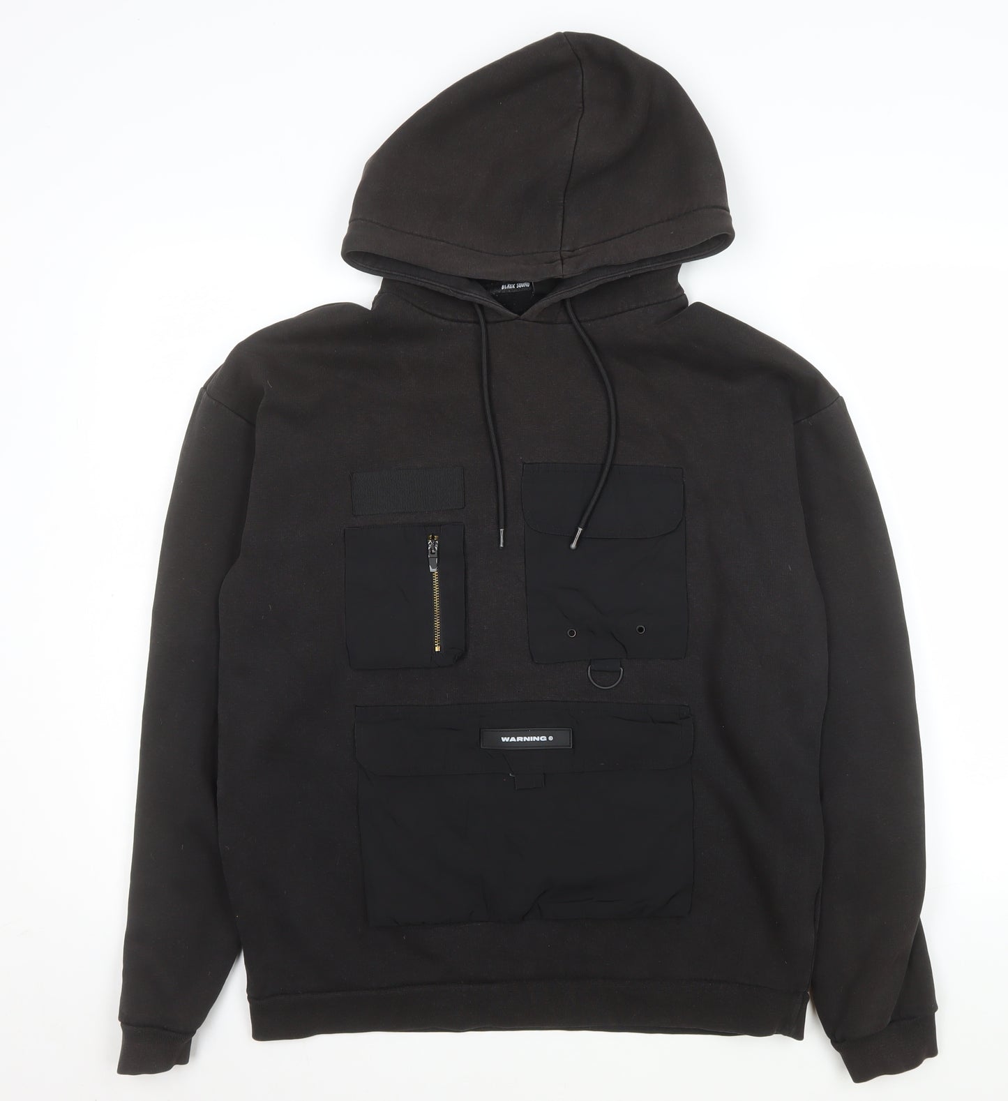 Black Squad Men's Black Pullover Hoodie Relaxed Fit M Streetwear