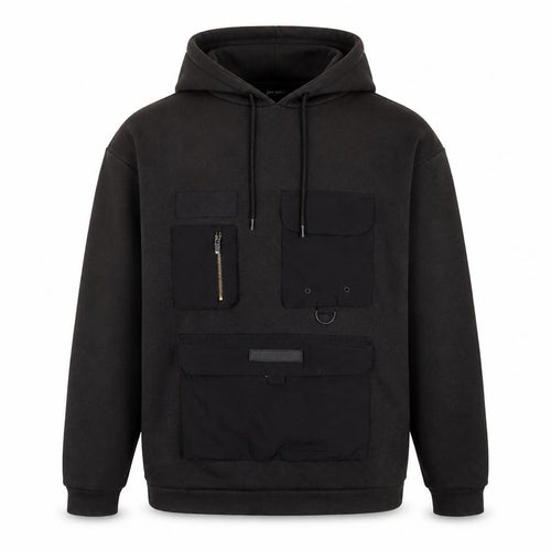 Black Squad Men's Black Pullover Hoodie Relaxed Fit M Streetwear