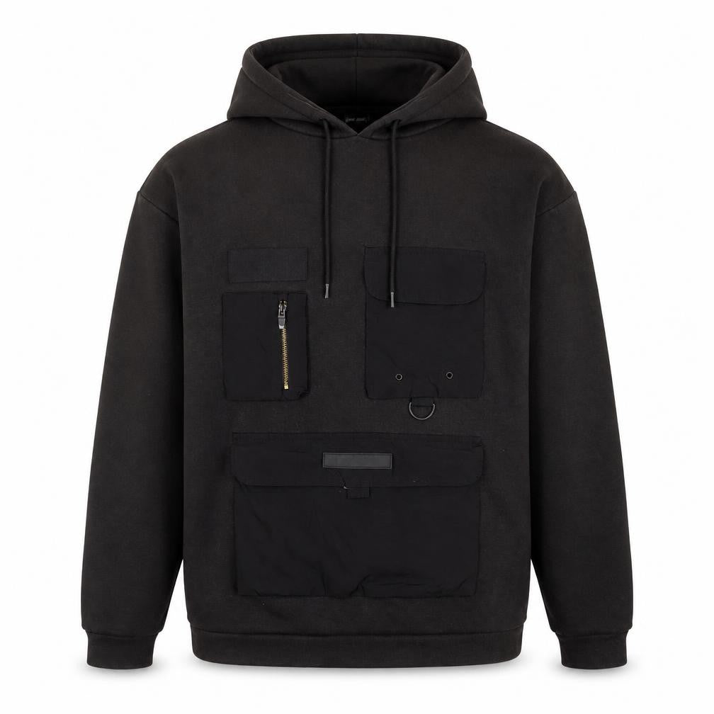 Black Squad Men's Black Pullover Hoodie Relaxed Fit M Streetwear