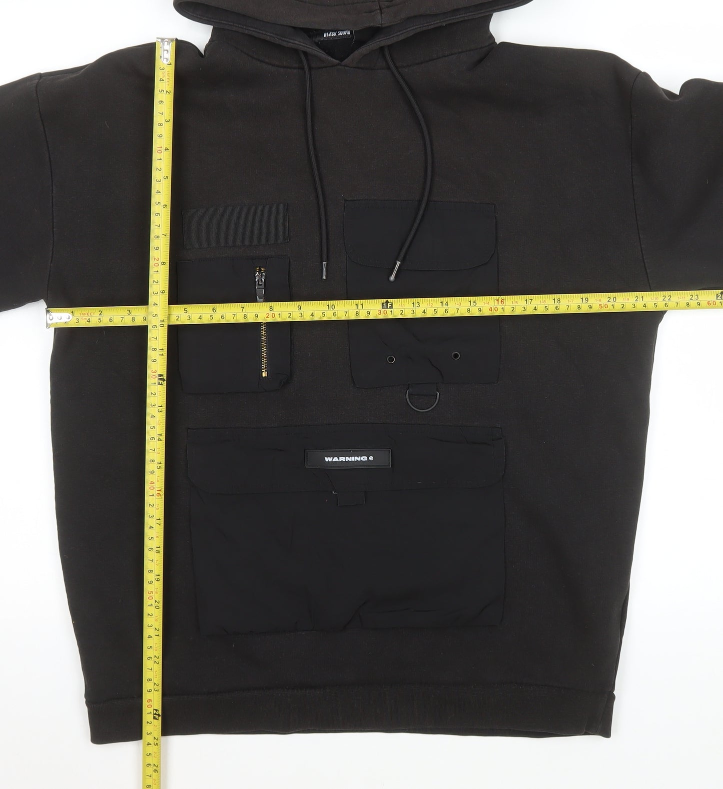 Black Squad Men's Black Pullover Hoodie Relaxed Fit M Streetwear