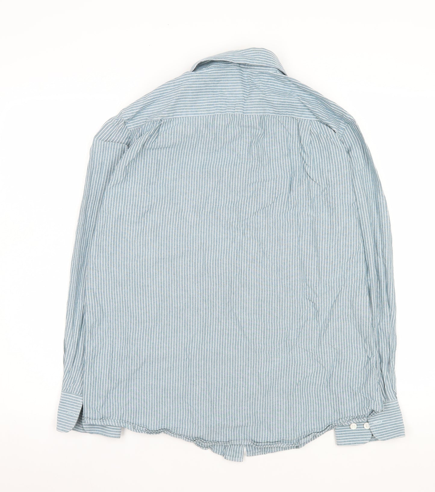 Dunnes Stores Men’s Blue Striped Cotton Long Sleeve Classic Fit Shirt Size L