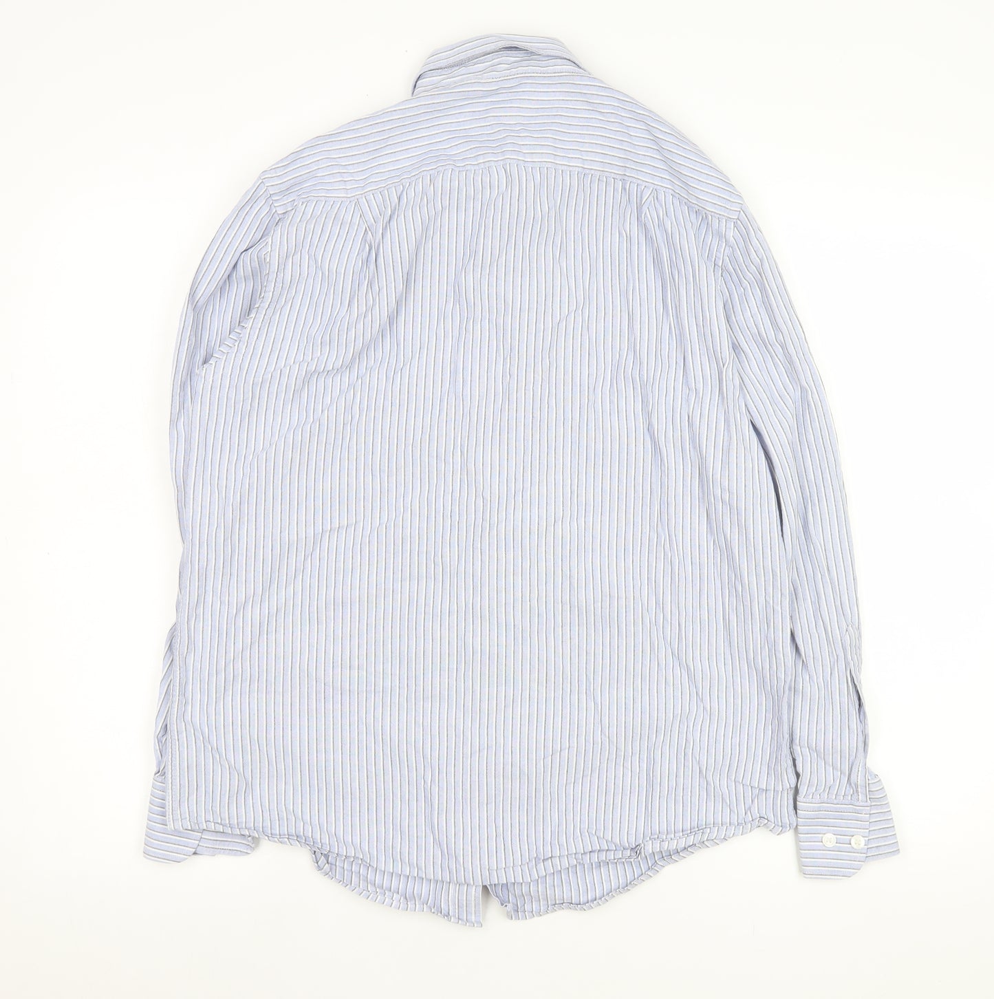 Dunnes Stores Men's Blue Striped Cotton Long Sleeve Dress Shirt Size L