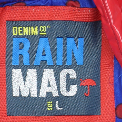 Denim Co Women's Red Waterproof Rain Coat L Hooded Mid-Length