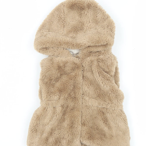 Primark Unisex Baby Beige Hooded Faux Fur Gilet 18-24 Months